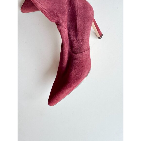 STUART WEITZMAN Rapture 75mm Maroon Suede Sock Bootie Ankle Boots, Size 10 - Picture 5 of 15